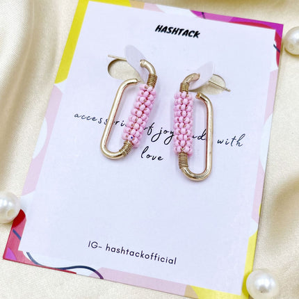 Twisted Pink Beaded Earrings