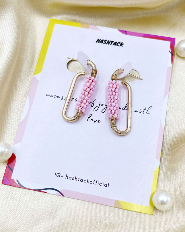 Twisted Pink Beaded Earrings