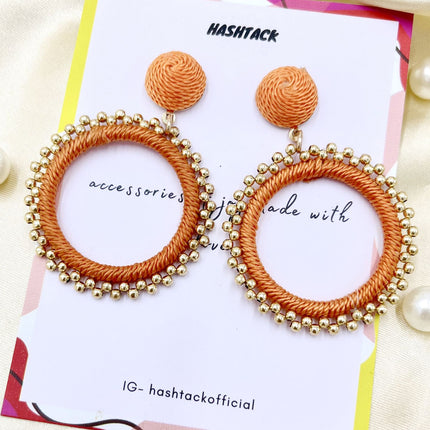 Orange Beaded Sun Hoops