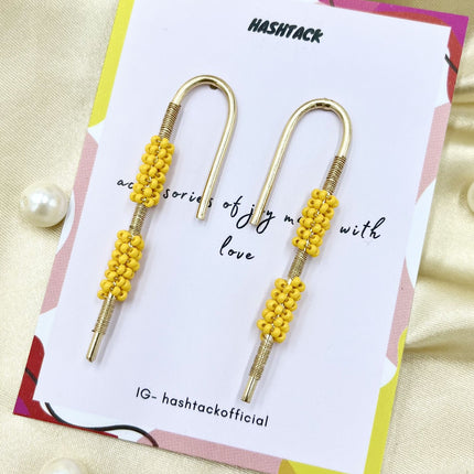 Umbrella Stick Yellow Beaded Earrings