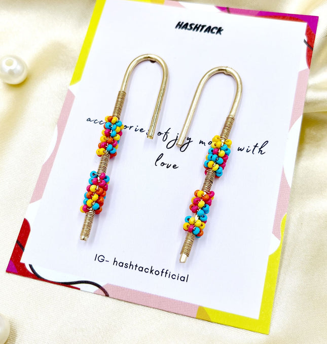 Umbrella Stick Multicolour Beaded Earrings