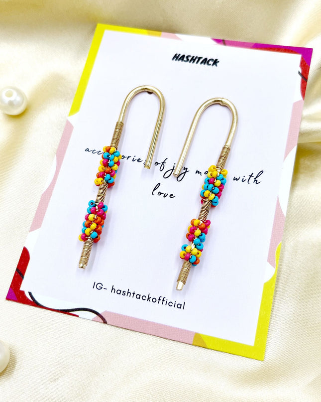 Umbrella Stick Multicolour Beaded Earrings