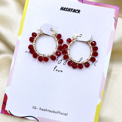 Ruby Red Hoop Earrings
