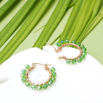 Pistachio Green Studded Hoop Earrings