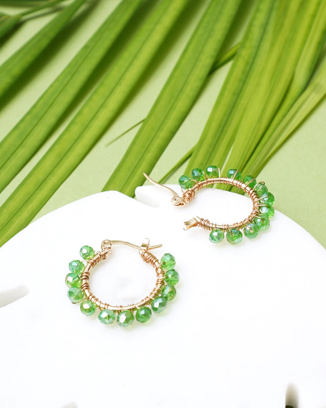 Pistachio Green Studded Hoop Earrings