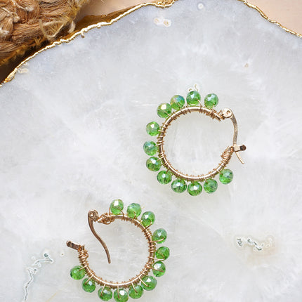 Pistachio Green Studded Hoop Earrings