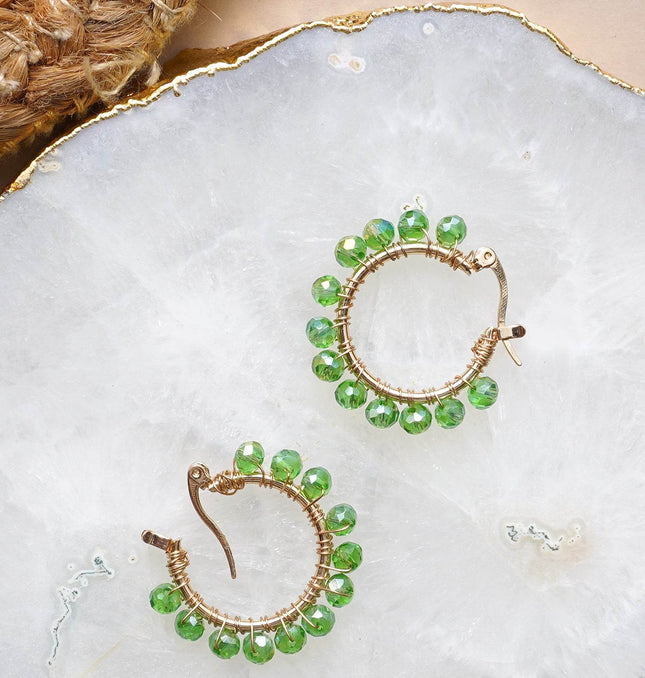Pistachio Green Studded Hoop Earrings - HASHTACK