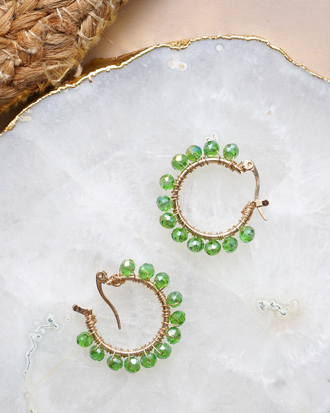 Pistachio Green Studded Hoop Earrings