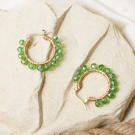 Pistachio Green Studded Hoop Earrings