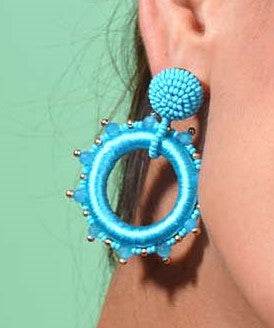 Electric Blue Hoop Earrings - HASHTACK