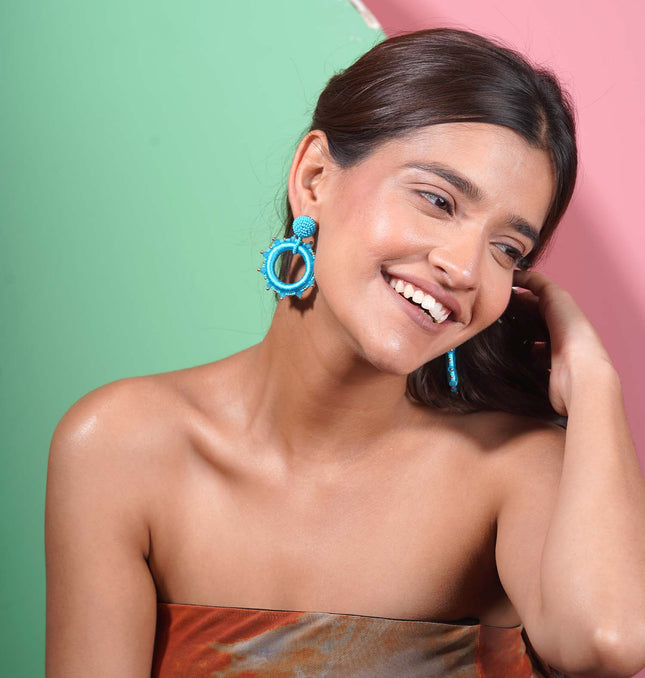 Electric Blue Hoop Earrings
