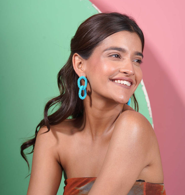 Olympic Blue Double Hoops Earrings