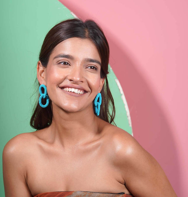 Olympic Blue Double Hoops Earrings - HASHTACK