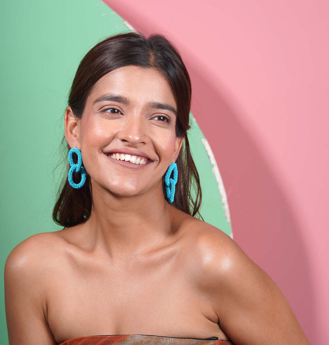 Olympic Blue Double Hoops Earrings