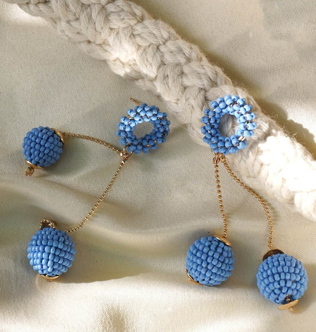Nautical Navy Hoops drop earrings - HASHTACK