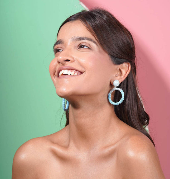 Indigo Infinity Hoops Earrings - HASHTACK