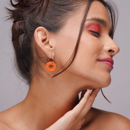 Fire Orange Hoops Earrings