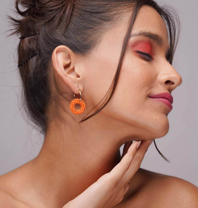 Fire Orange Hoops Earrings - HASHTACK