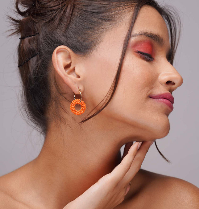 Fire Orange Hoops Earrings