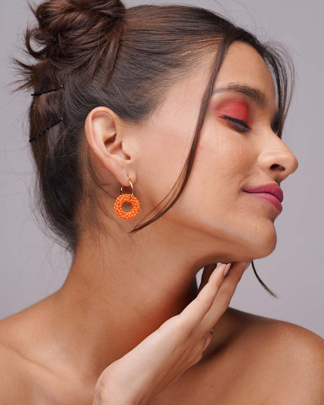 Fire Orange Hoops Earrings