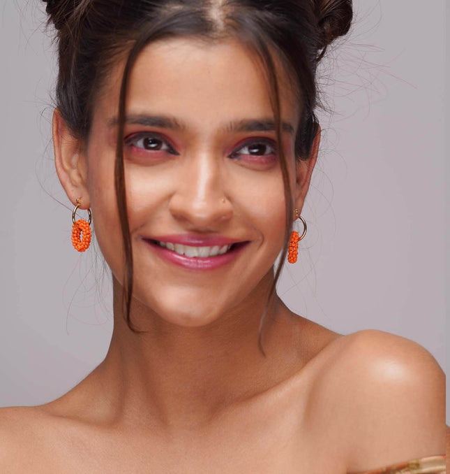 Fire Orange Hoops Earrings - HASHTACK