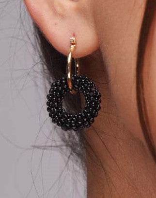 Midnight Black Hoops Earrings - HASHTACK