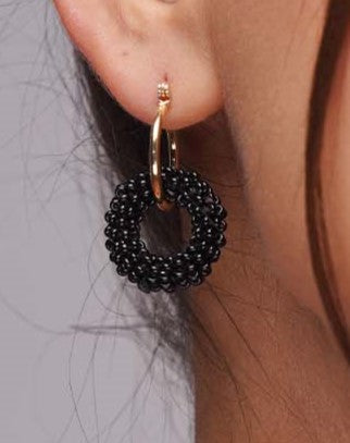 Midnight Black Hoops Earrings