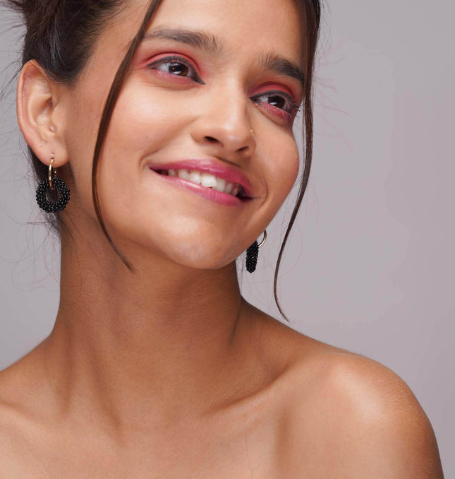 Midnight Black Hoops Earrings - HASHTACK