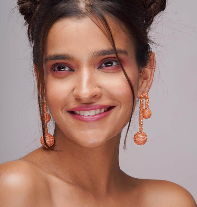 Copper Orange Earrings Drops - HASHTACK