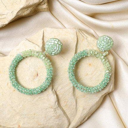 Green Mini Beaded Hoops