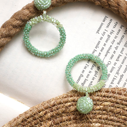 Green Mini Beaded Hoops