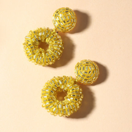 Yellow Cutdana Mini Earrings