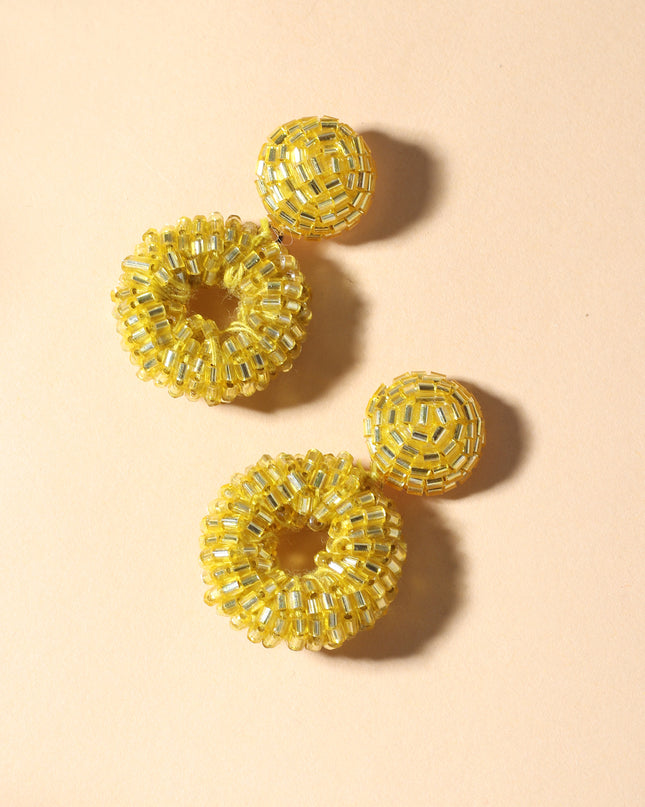 Yellow Cutdana Mini Earrings