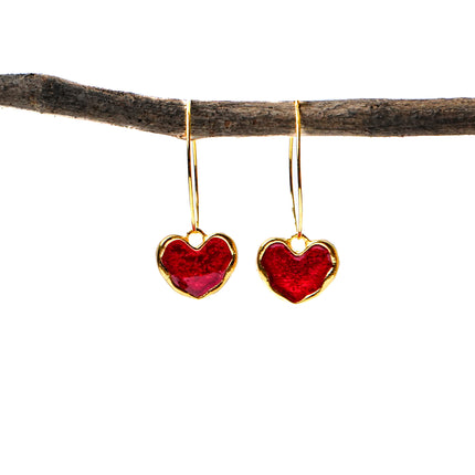 Sweet Heart Red Hoop Earrings