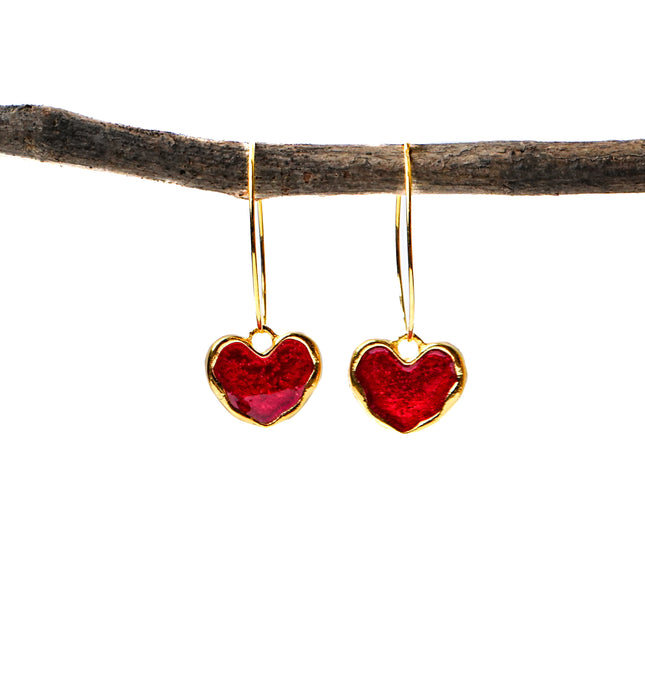 Sweet Heart Red Hoop Earrings