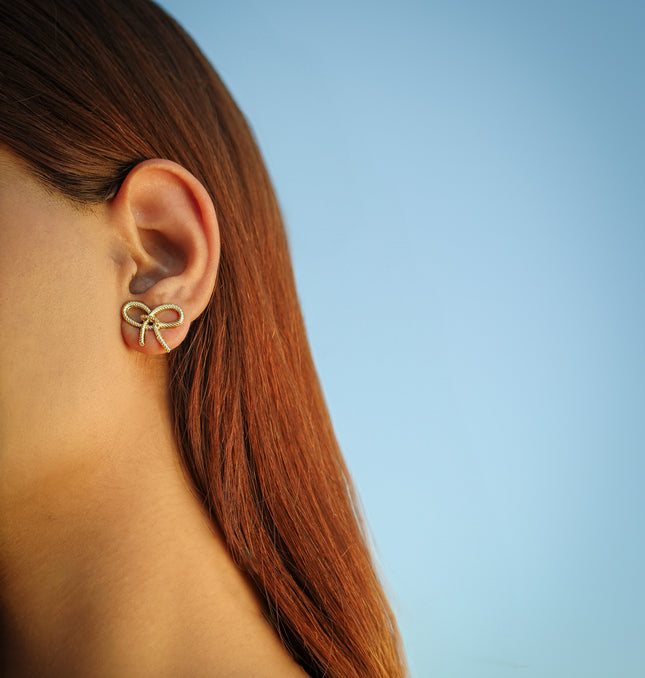 Twisted Knot Gold Stud Earrings