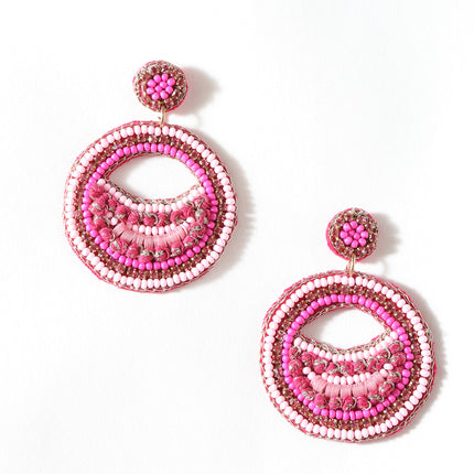 Multi Pink Beaded Drop Earrings
