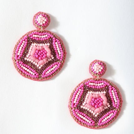 Multi Pink Beaded Spider Earrings