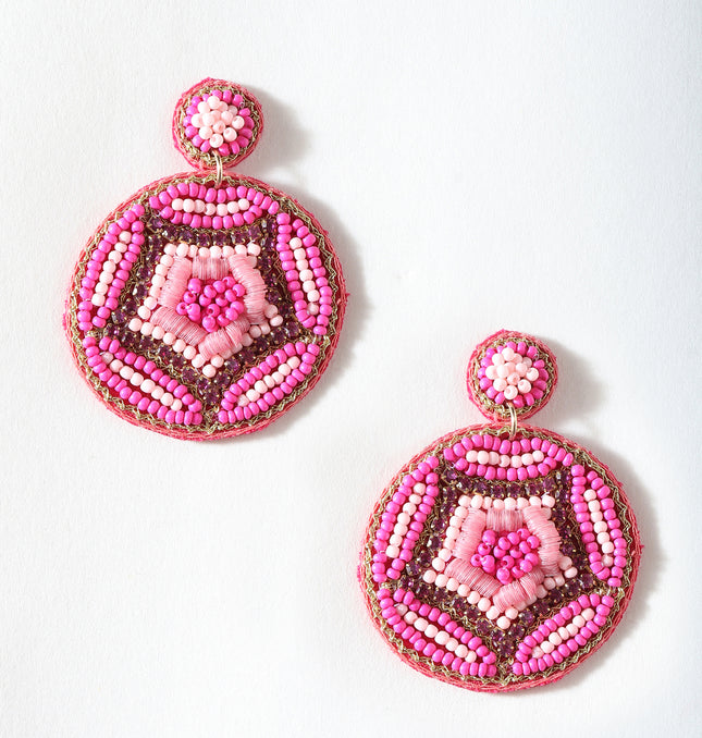 Multi Pink Beaded Spider Earrings