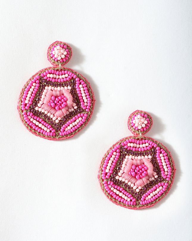 Multi Pink Beaded Spider Earrings