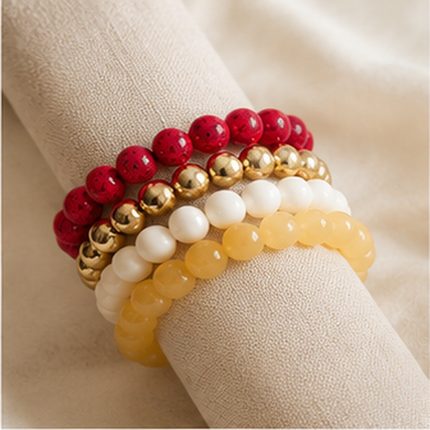 Sunset Glow Beaded Stretch Bracelet Set