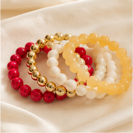 Sunset Glow Beaded Stretch Bracelet Set