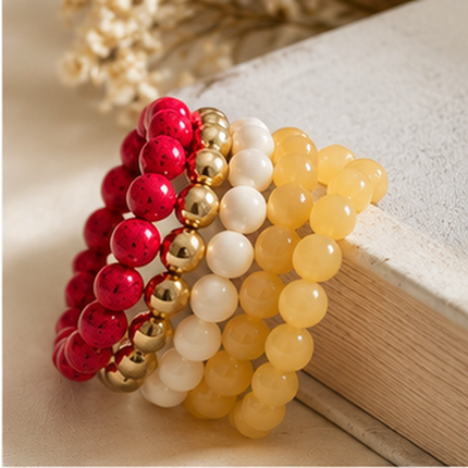 Sunset Glow Beaded Stretch Bracelet Set