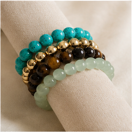Ocean Aura Beaded Bracelet Set