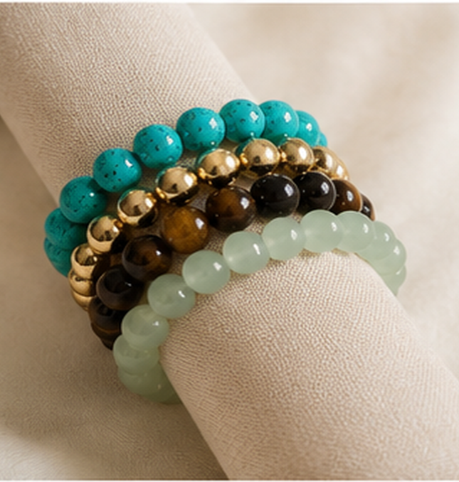 Ocean Aura Beaded Bracelet Set