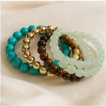 Ocean Aura Beaded Bracelet Set