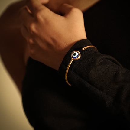 Evil Eye Aura Brass Adjustable Cuff
