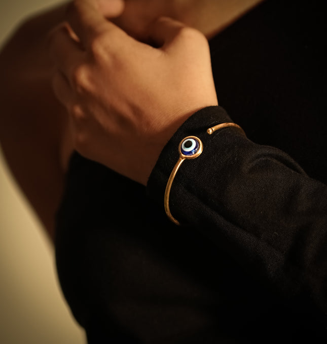 Evil Eye Aura Brass Adjustable Cuff