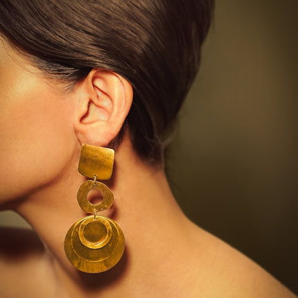 Bold Shape Brass Earrings