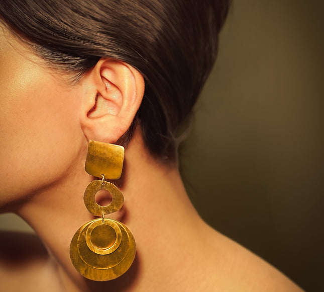 Bold Shape Brass Earrings
